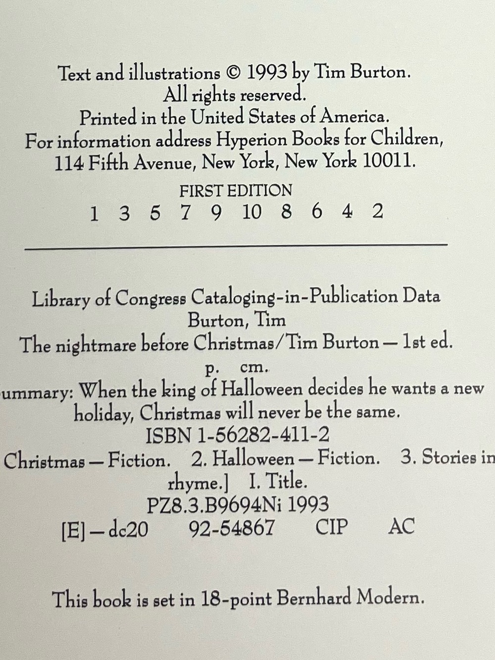 First Edition 1st Printing 1993 The Nightmare Before Christmas Vintage Book - Picture 3 of 17
